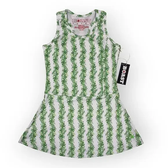 BOAST USA Girls Small Tennis Flora P Dress White Green Racerback Mini NWT - Picture 10 of 16